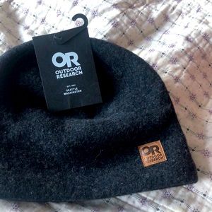 Outdoor Research Whiskey Peak Beanie 100% Wool with fleece lining, in Black